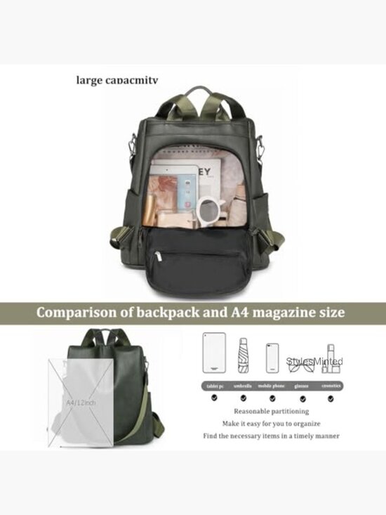 PU Leather Anti-Theft Backpack Purse for Women 3-in-1 Detachable Strap Travel